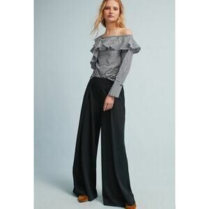 Anthropologie Sunday in Brooklyn Gingham One Shoulder Ruffle Blouse S